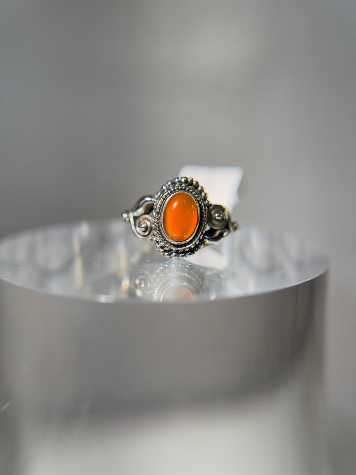 Vintage Designed Carnelian Sterling Silver Ring Size 5