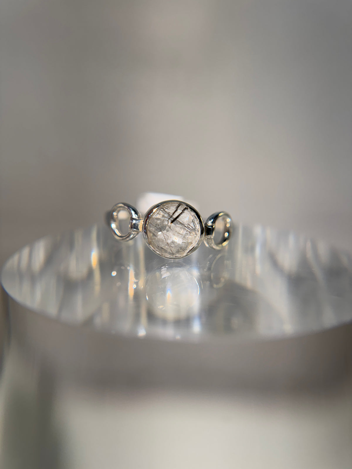 Black Rutile Quartz Sterling Silver Ring Size 10
