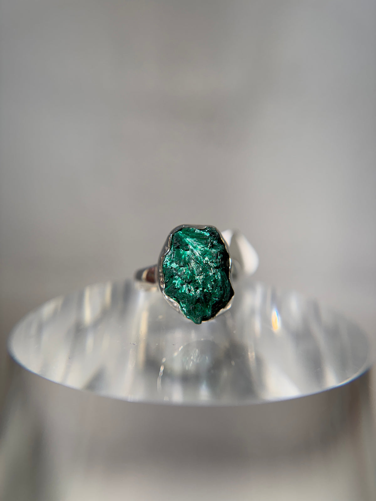 Malachite Druzy Sterling Silver Ring Size 5