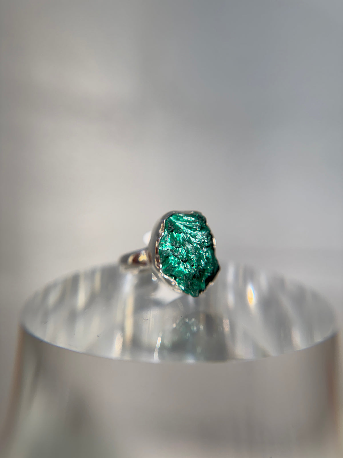 Malachite Druzy Sterling Silver Ring Size 5