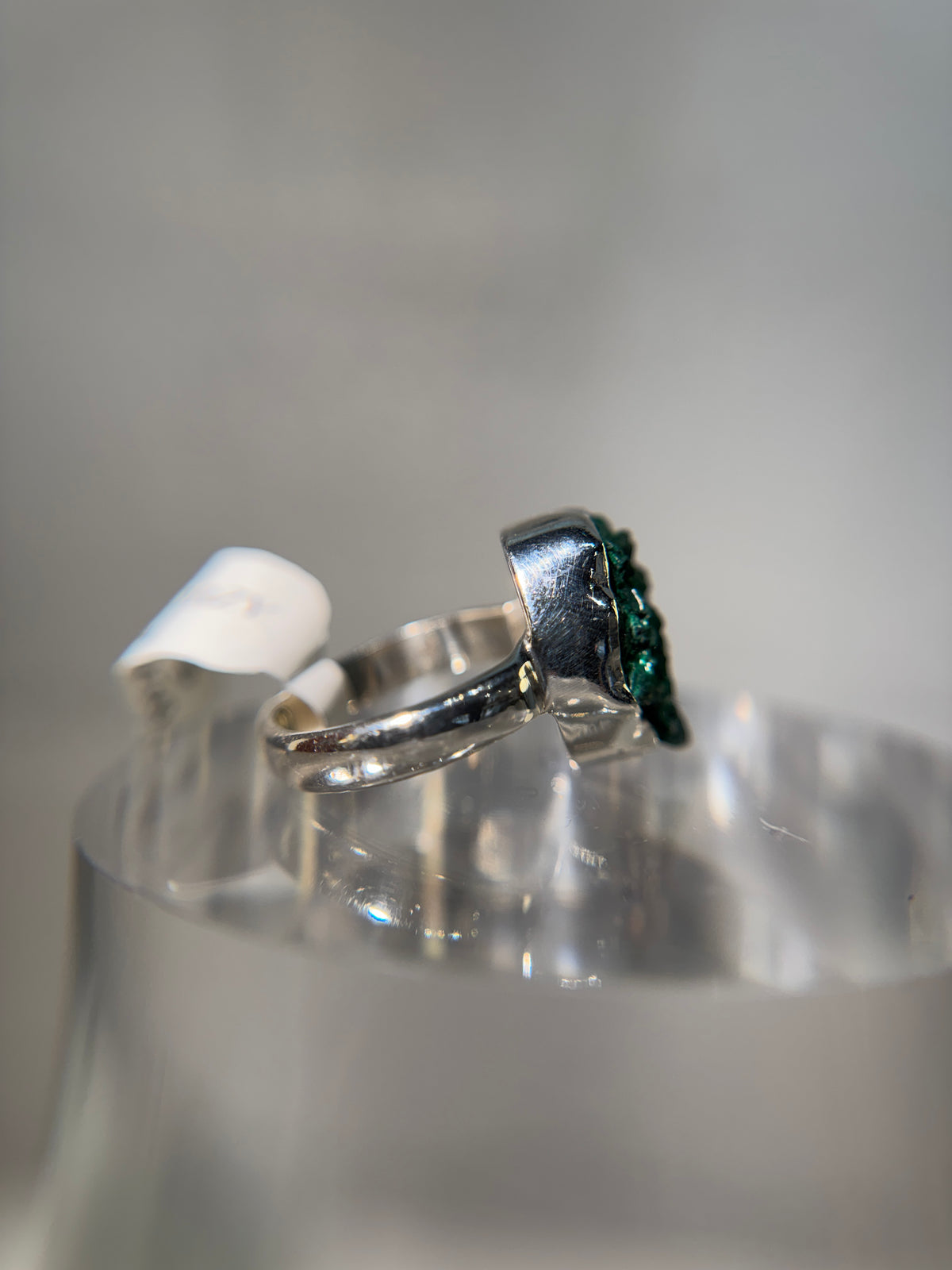 Malachite Druzy Sterling Silver Ring Size 5