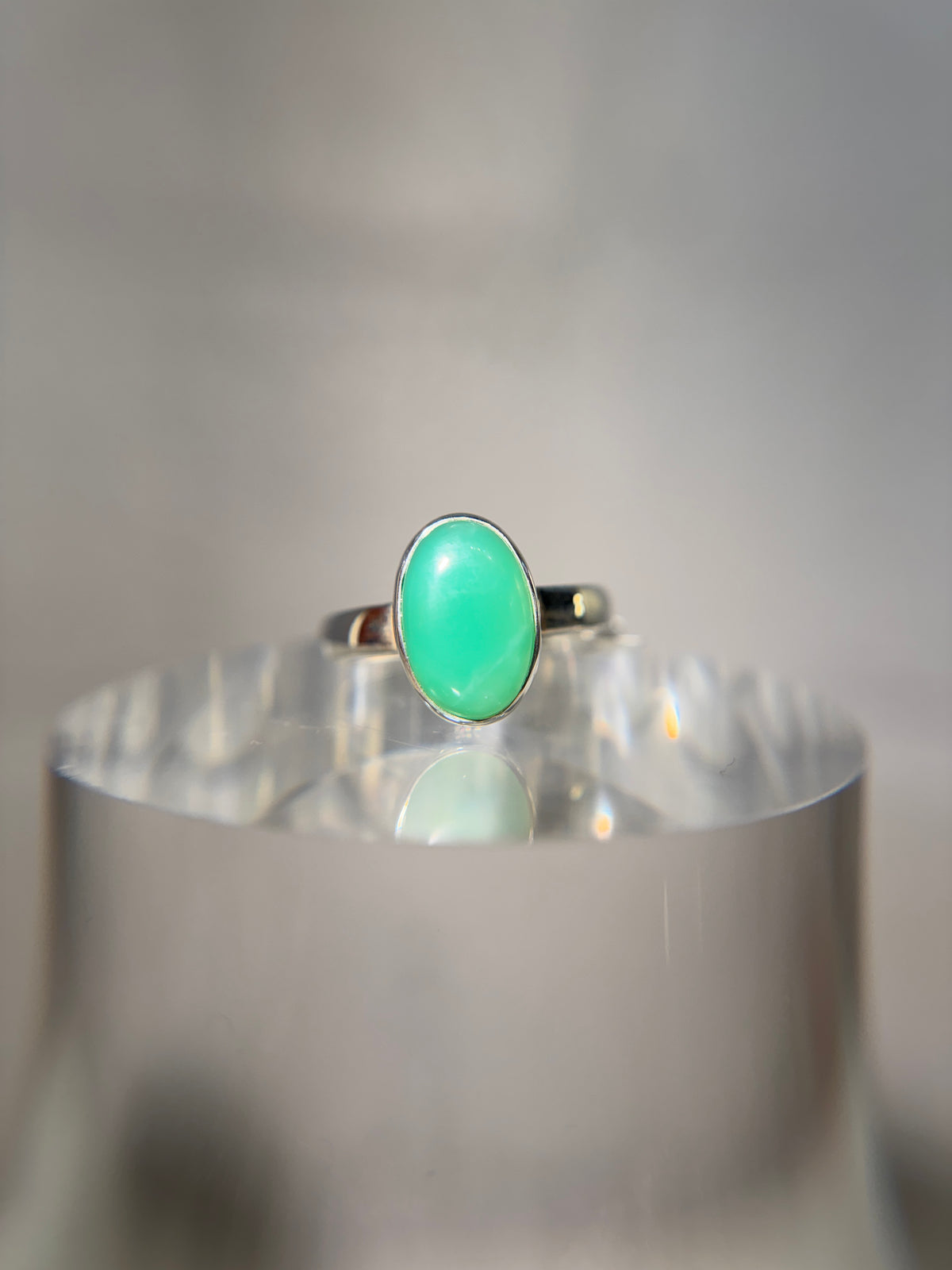 Chrysoprase Sterling Silver Ring Size 9