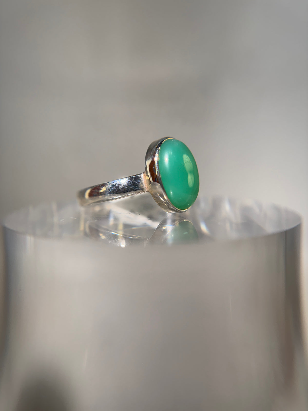 Chrysoprase Sterling Silver Ring Size 9