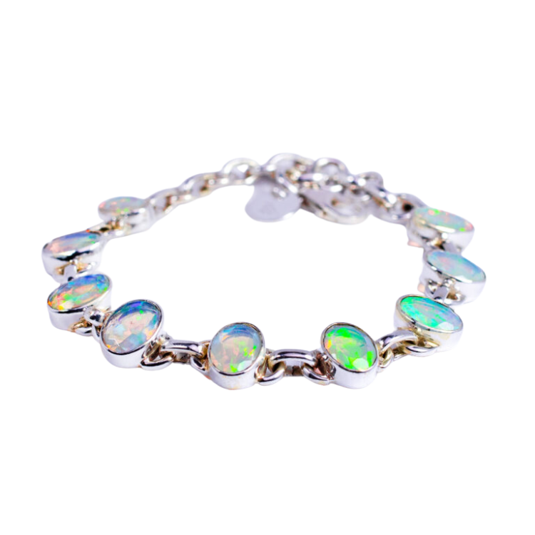 Ethiopian Water Opal Sterling Silver Bracelet