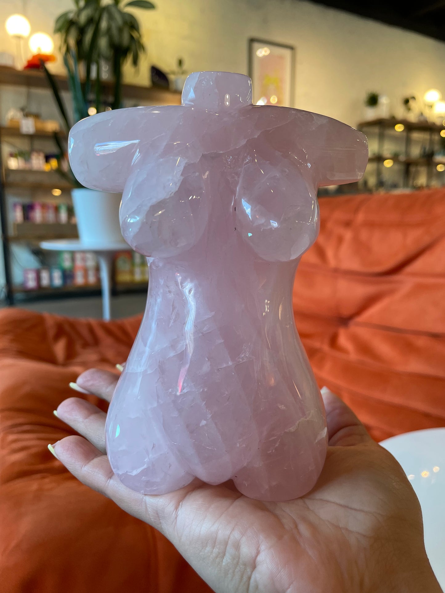 Large Rose Quartz Woman’s Silhouette