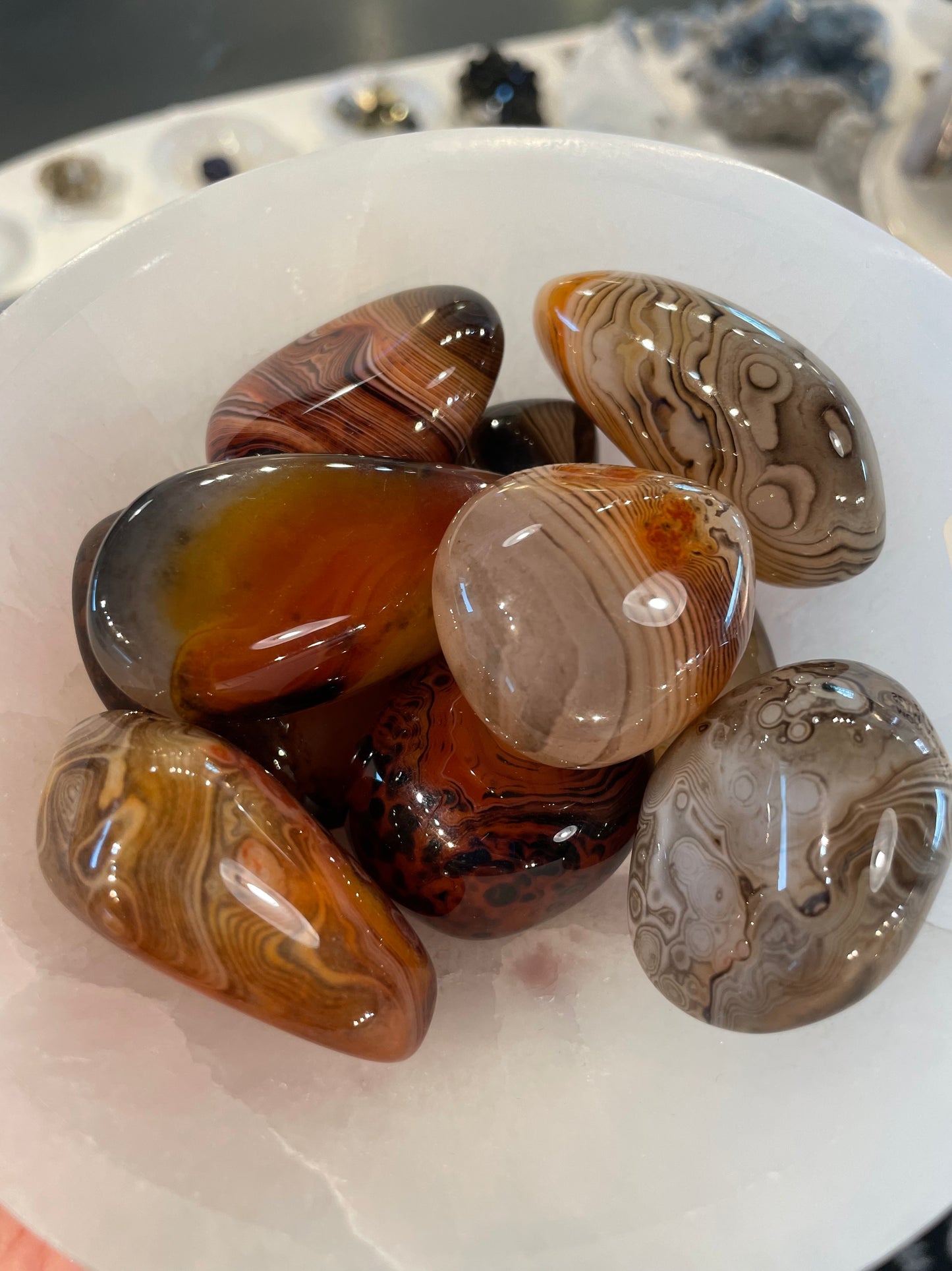 Medium Moroccan Seam Agate Tumbled Crystals