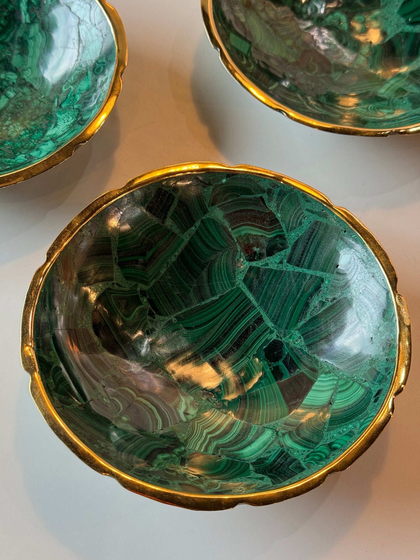 Malachite Copper Trimmed Bowl