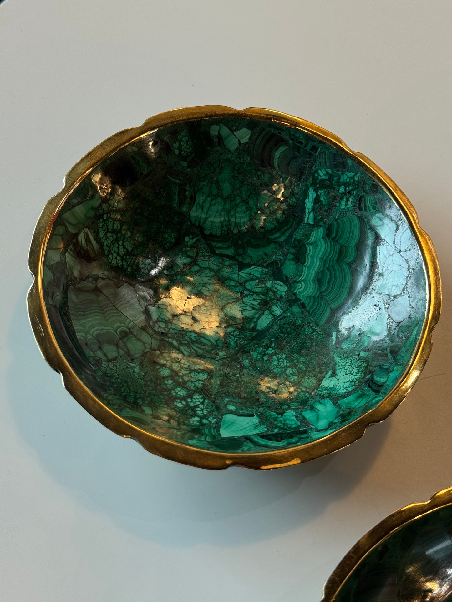 Malachite Copper Trimmed Bowl
