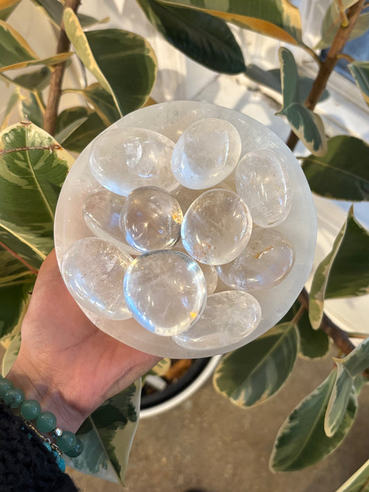 Large Clear Quartz Palm Stone