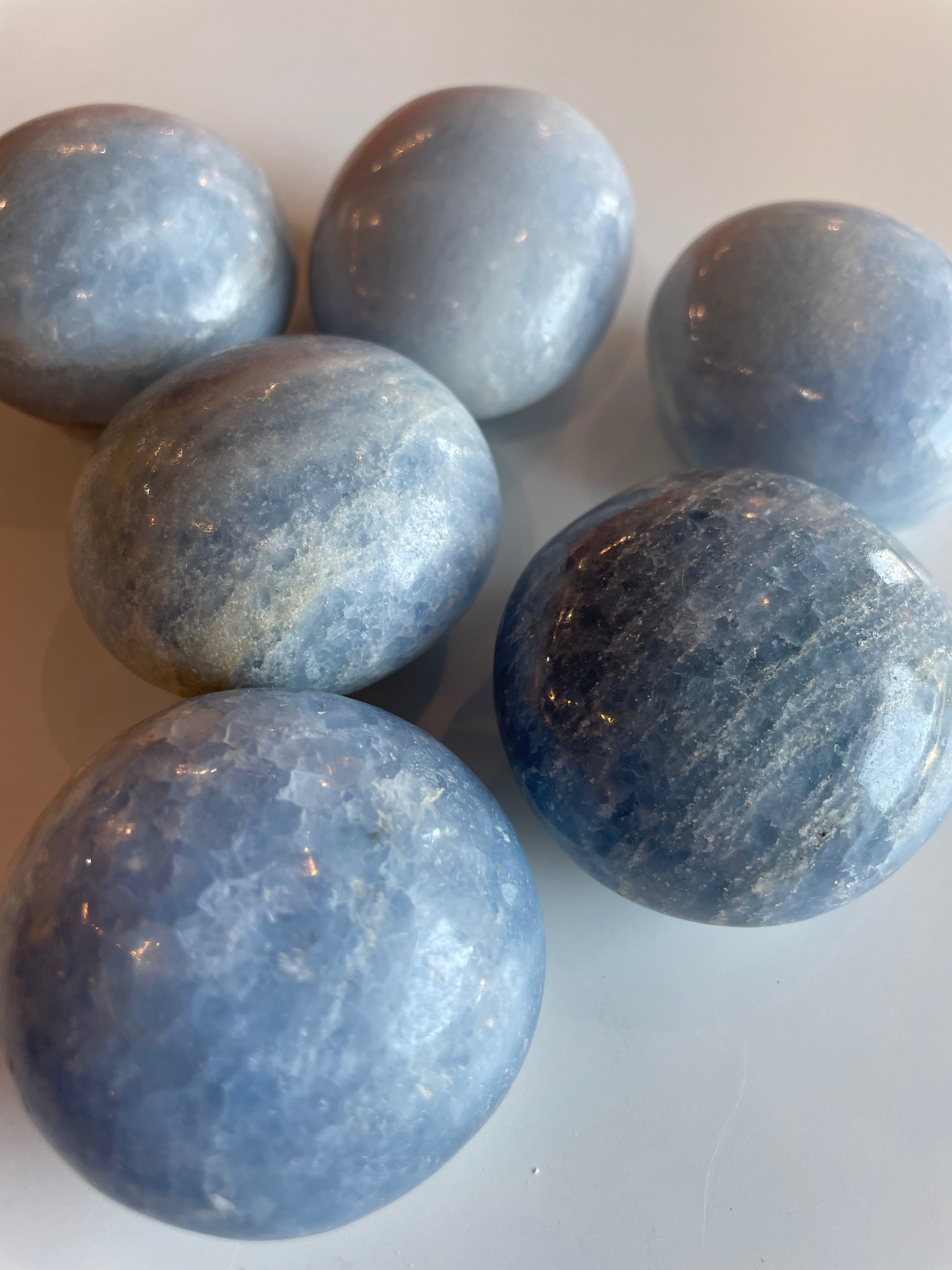 Blue Calcite Palm Stones