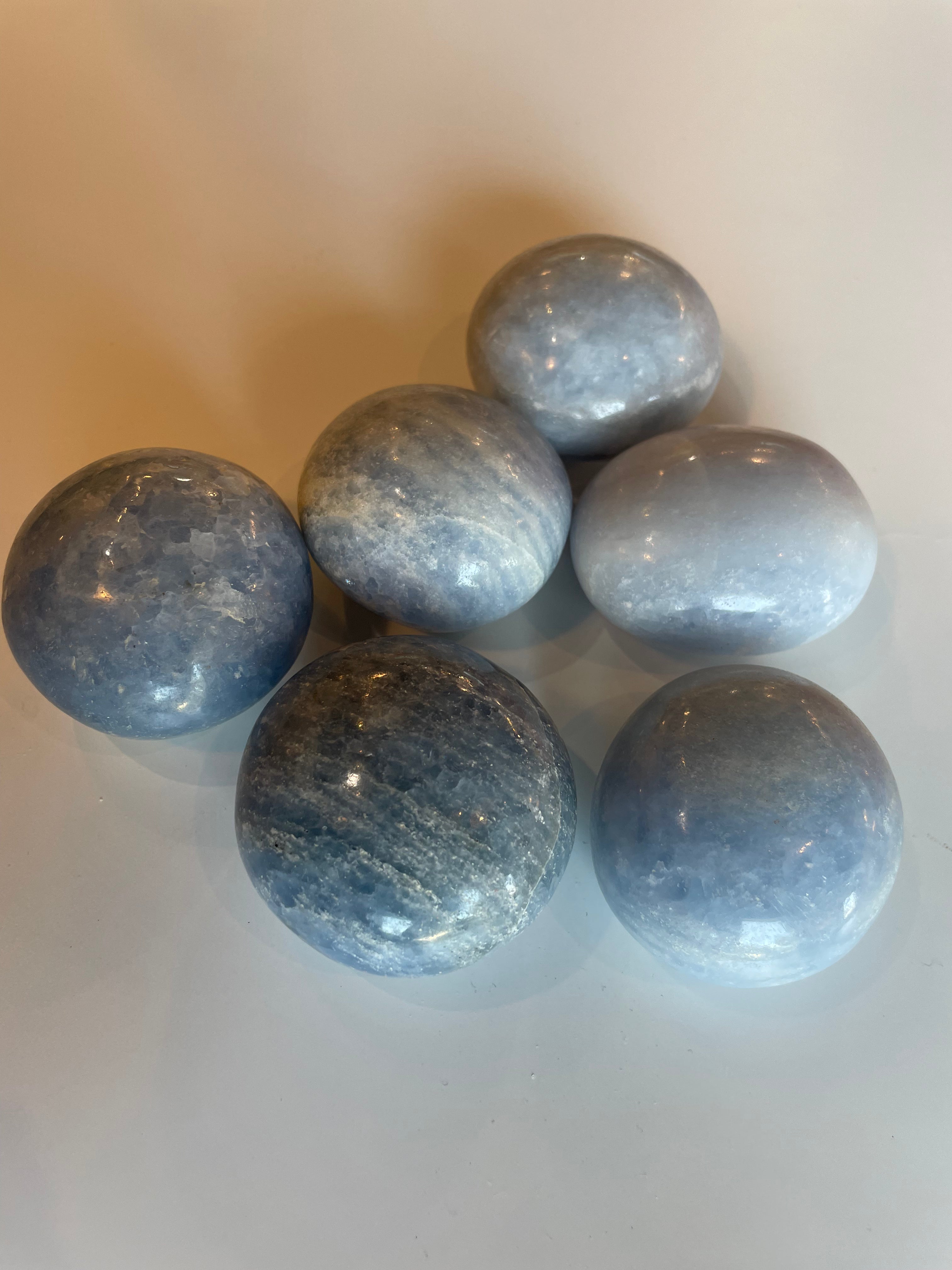 Blue Calcite Palm Stones