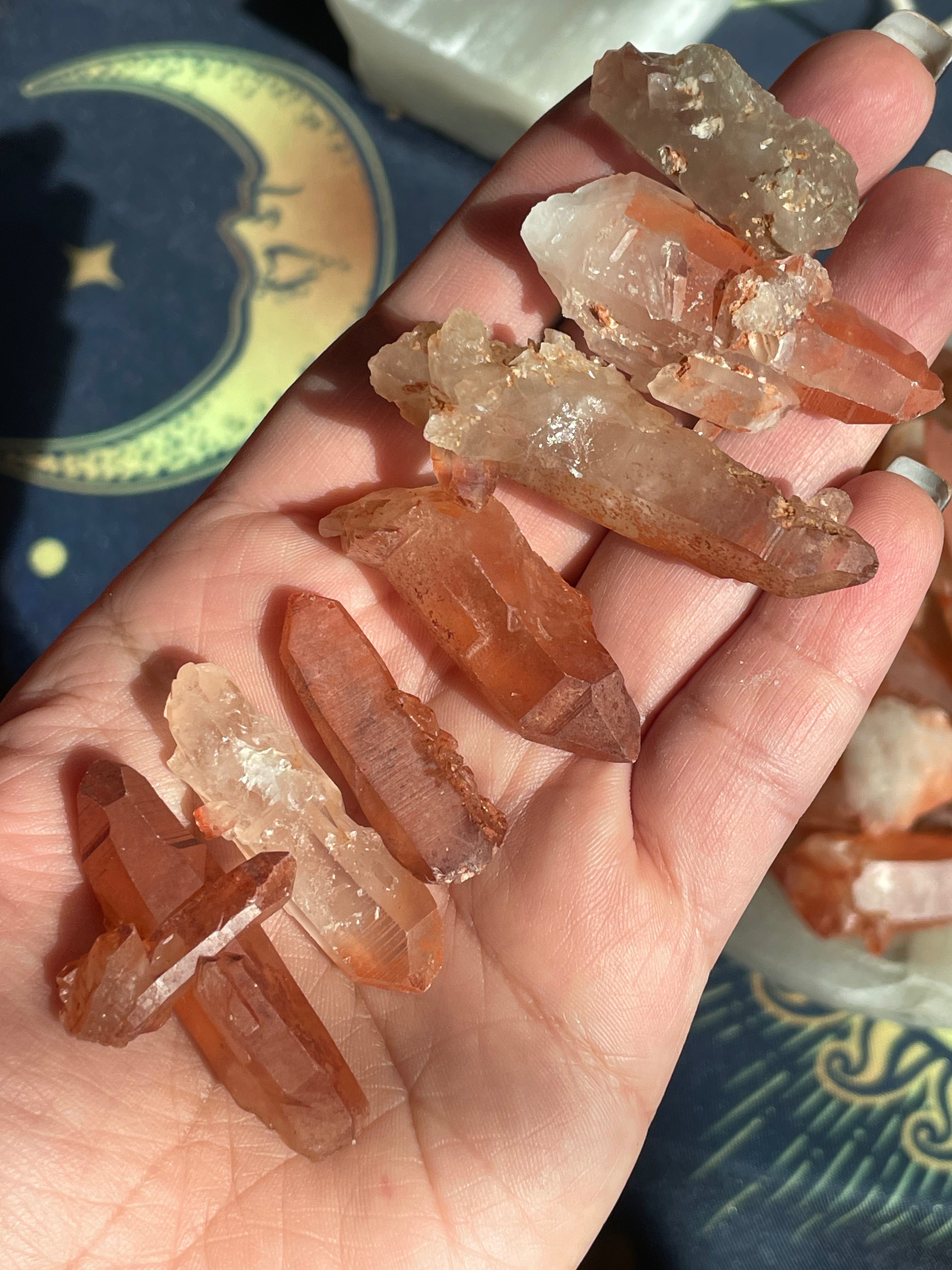 Tangerine Lemurian Quartz Points