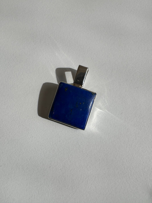 Lapis Lazuli Square Necklace Pendant / Sterling Silver .925