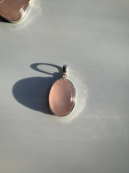 Oval Rose Quartz Necklace Pendant