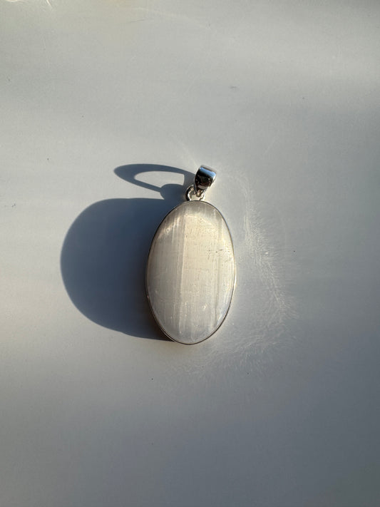 Large Oval Selenite Necklace Pendant