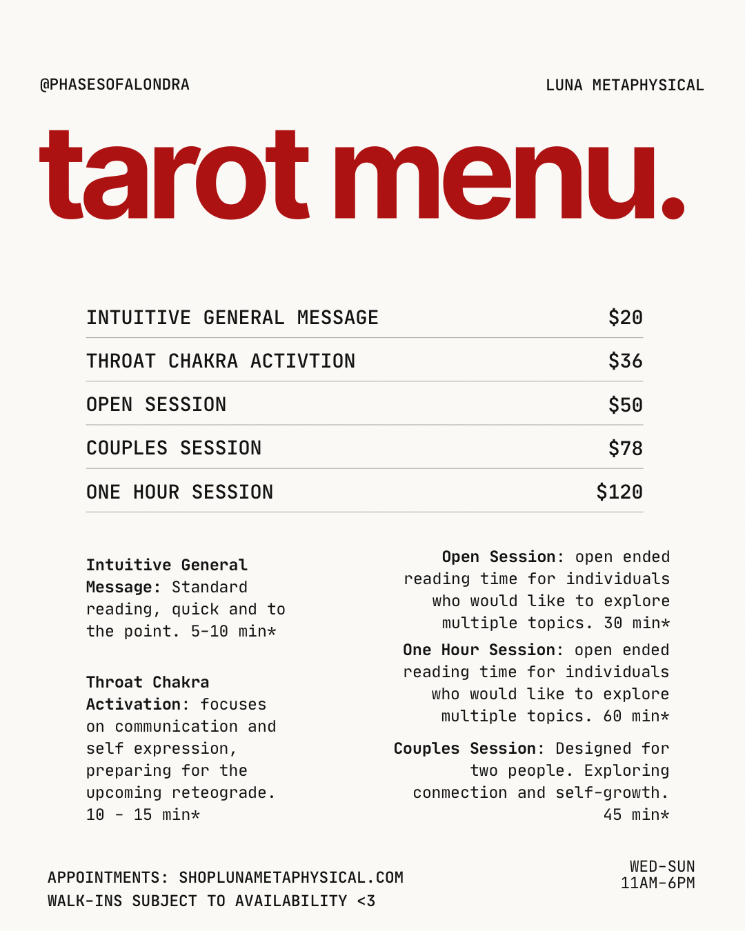 One Hour Session Tarot Session