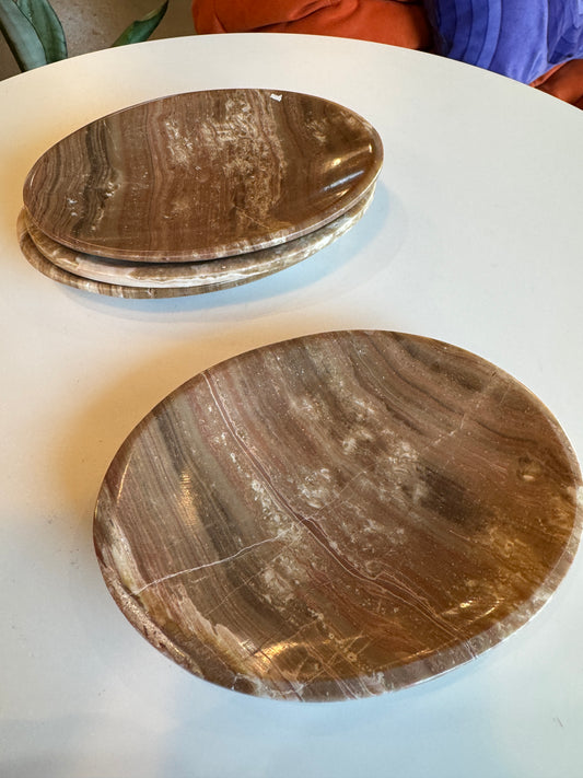 White Onyx Oval Bowls