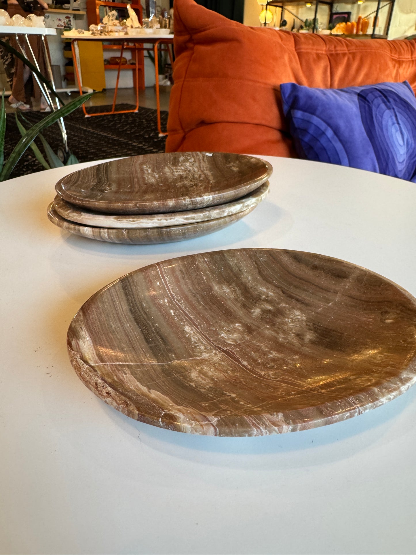 White Onyx Oval Bowls