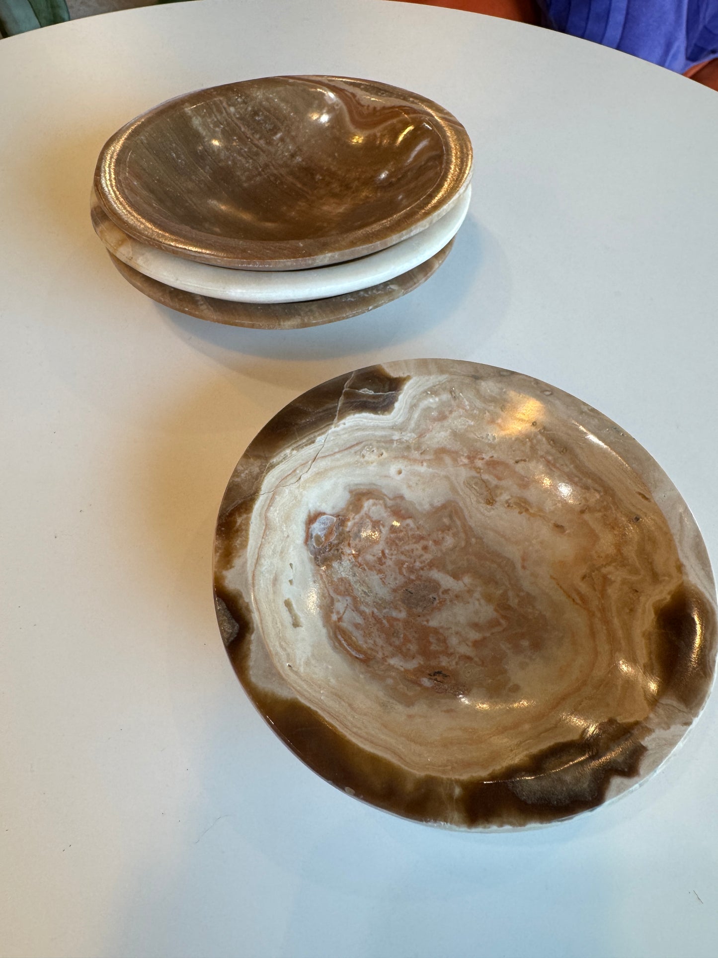 Round White Onyx Bowls