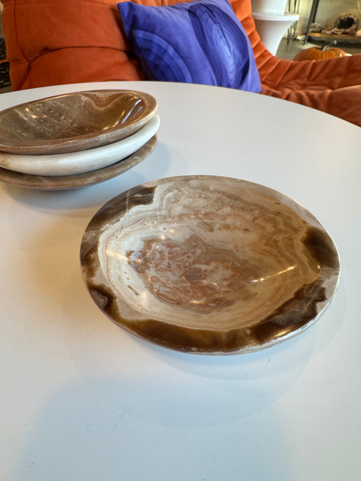 Round White Onyx Bowls