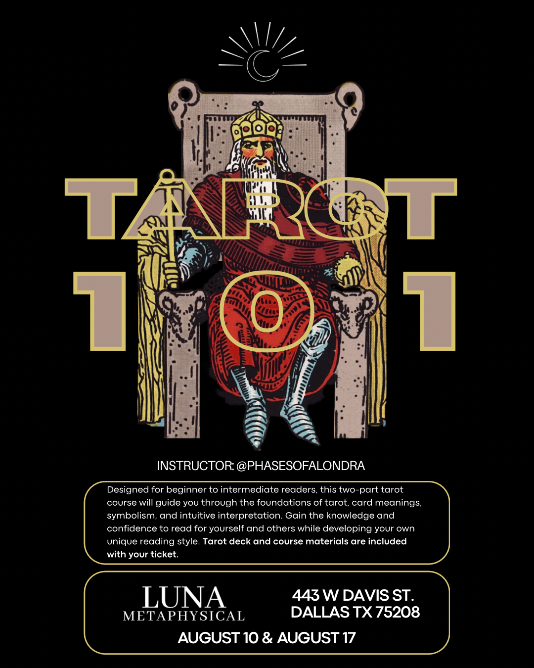 TAROT 101 COURSE : AUGUST 10th & 17th