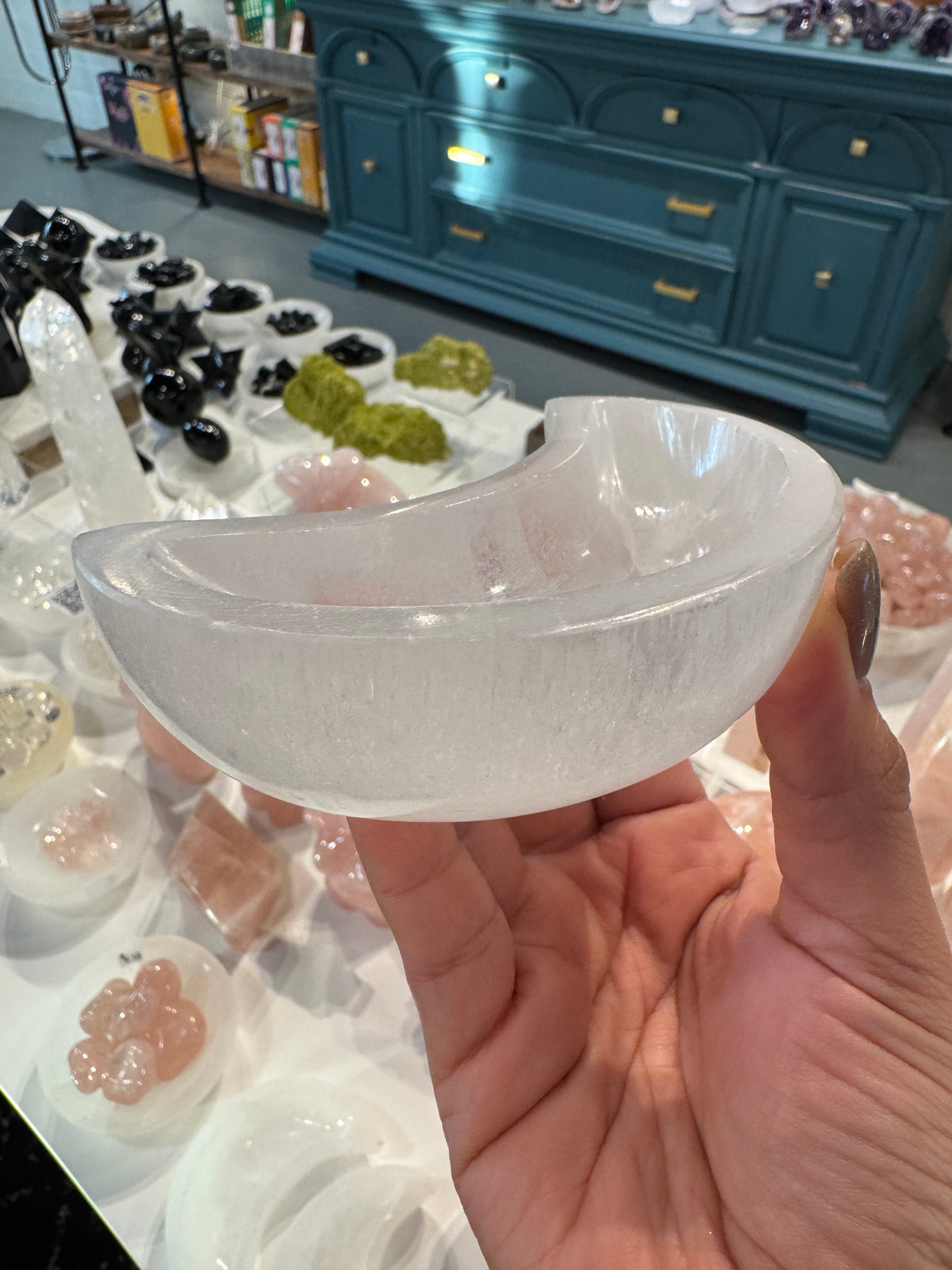 Medium Crescent Moon Selenite Bowl