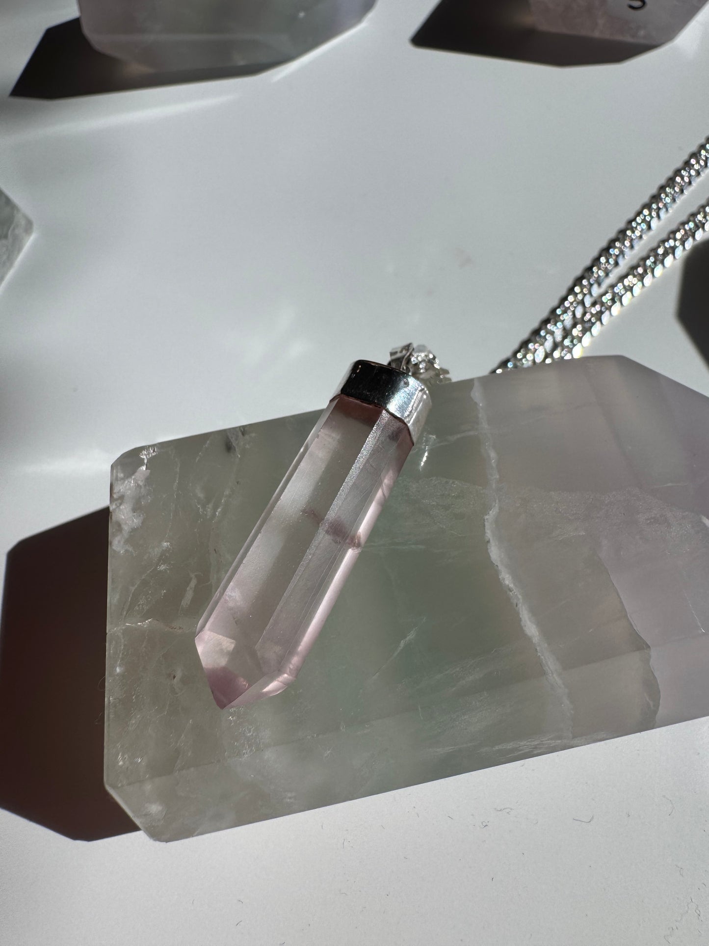 Sterling Silver Rose Quartz Necklace by Luna Metaphysical