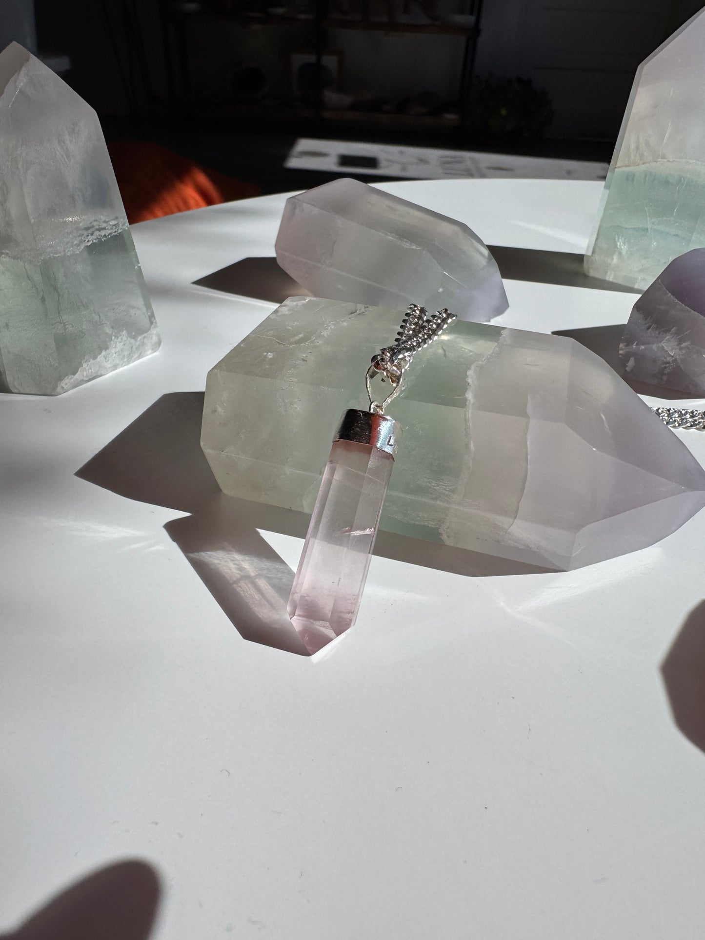 Sterling Silver Rose Quartz Necklace by Luna Metaphysical