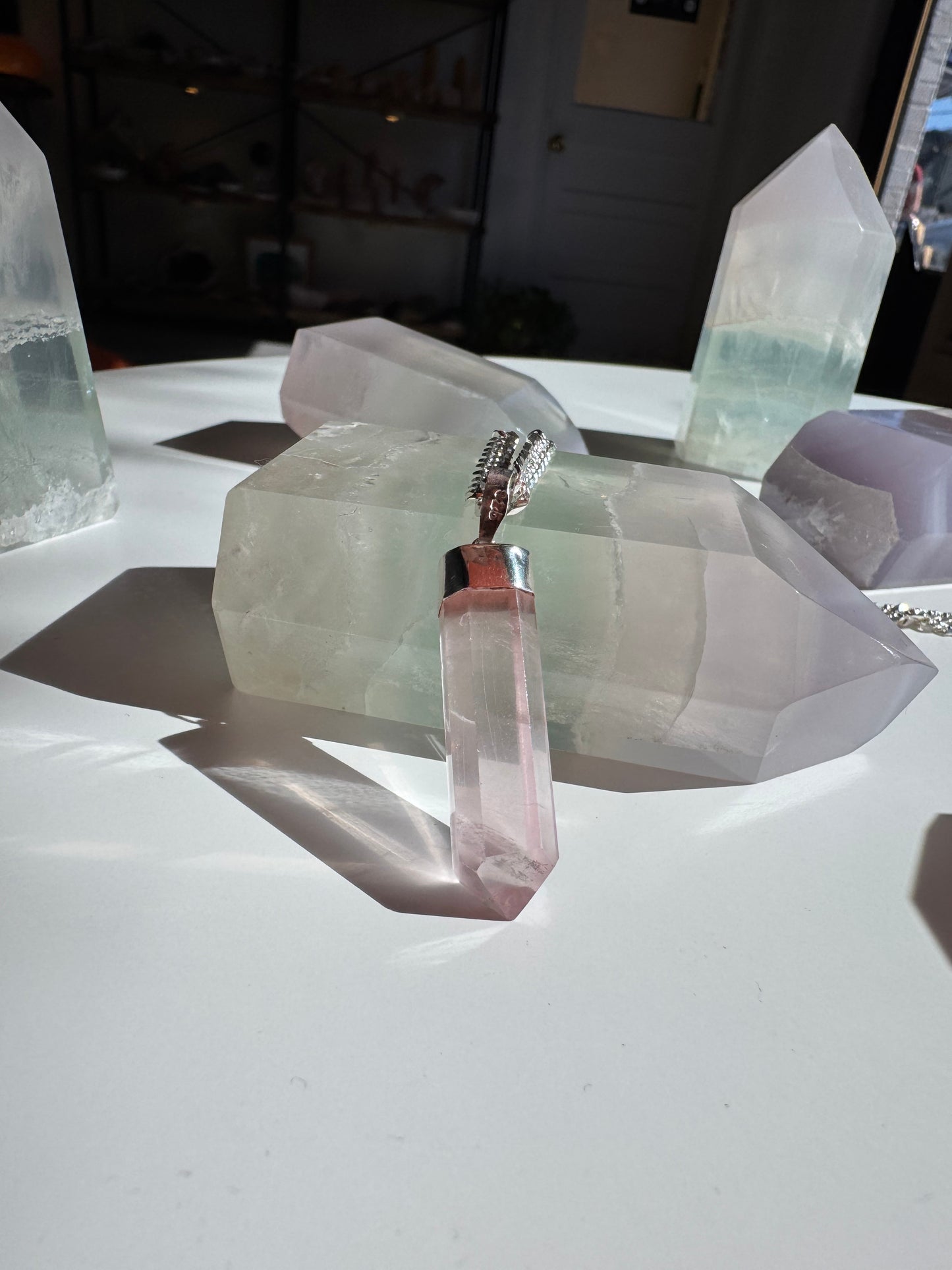 Sterling Silver Rose Quartz Necklace by Luna Metaphysical