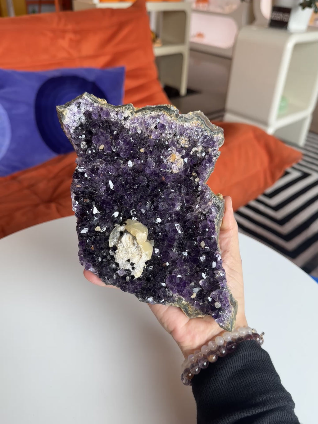 Amethyst Cluster with Calcite