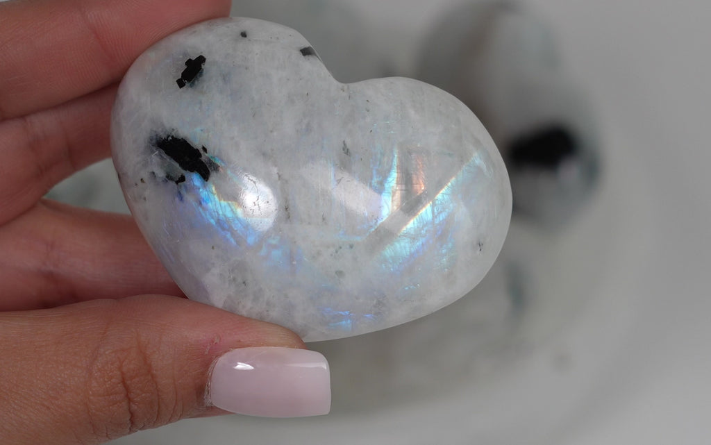 Rainbow Moonstone Polished Hearts