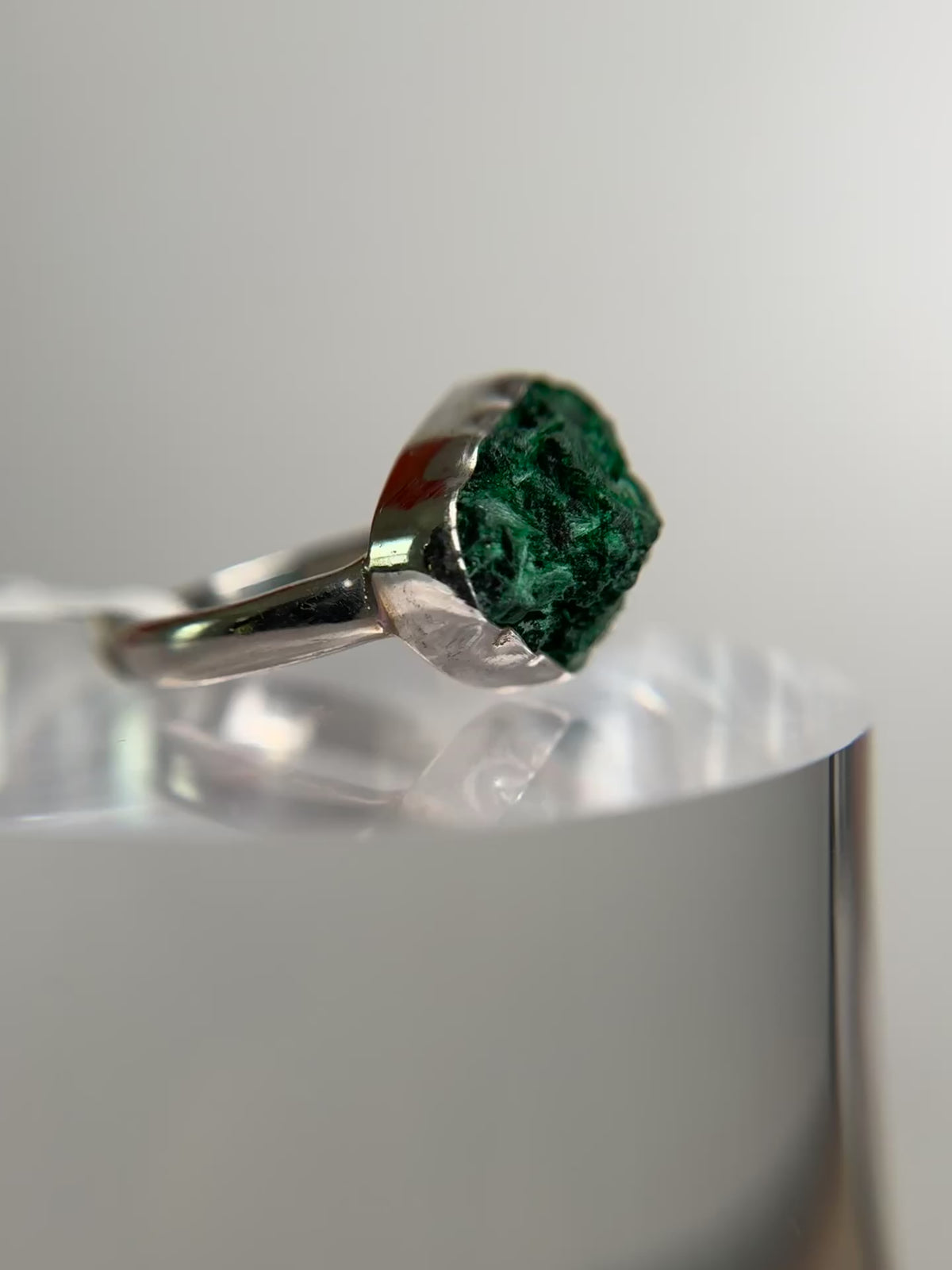 Malachite Druzy Ring Size 8