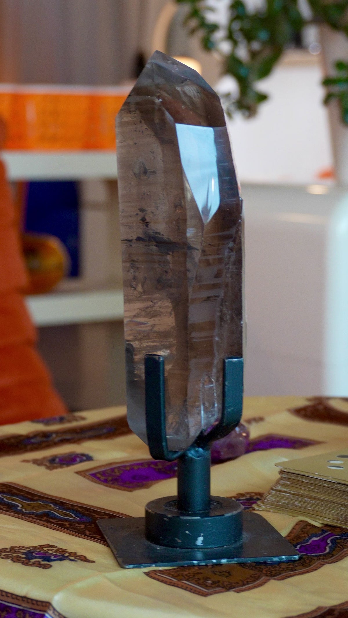 Rare Lemurian Smoky Citrine on swivel stand