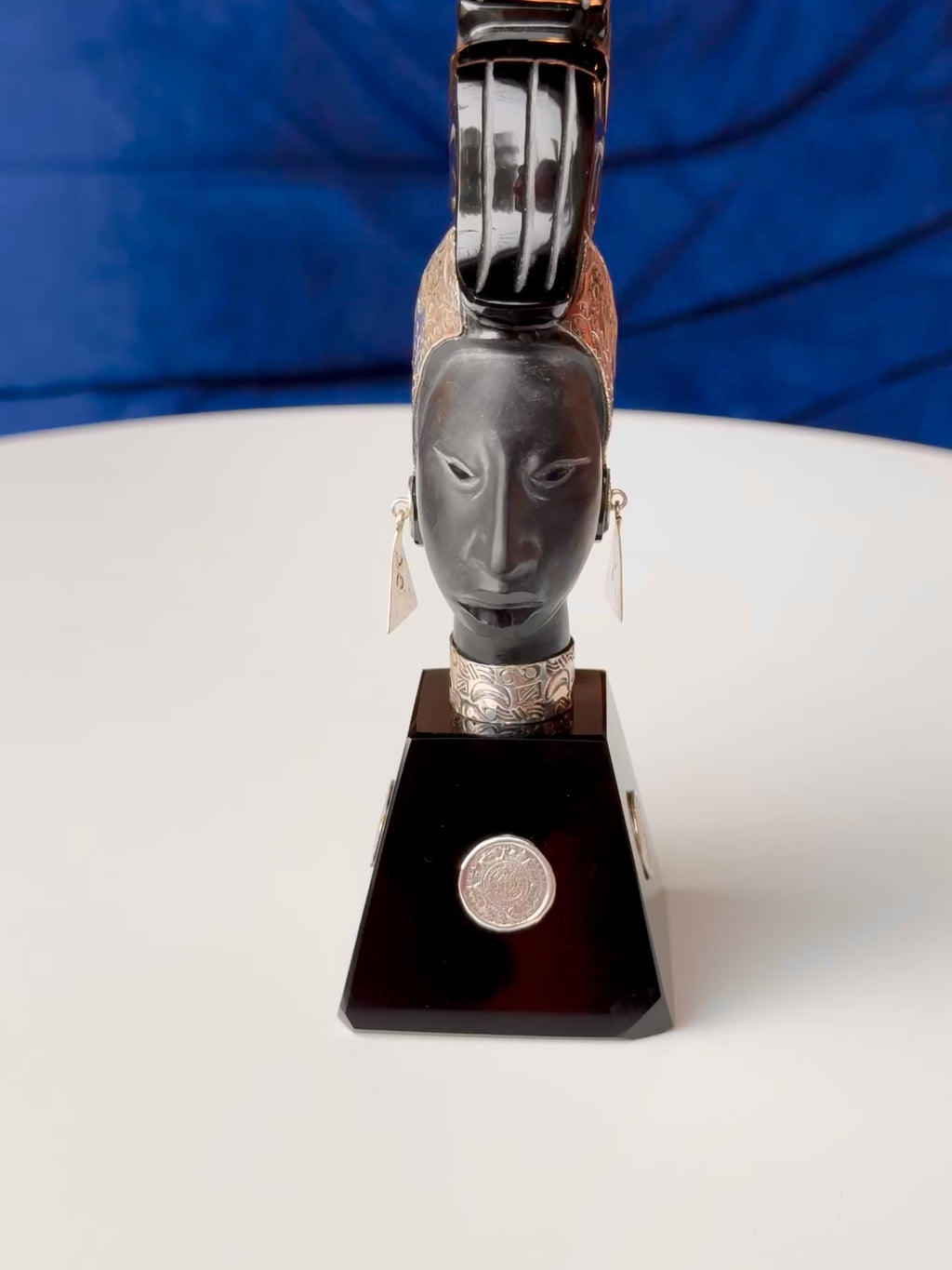 Kʼinich Janaabʼ Pakal The Great Silver Sheen Obsidian Sculpture