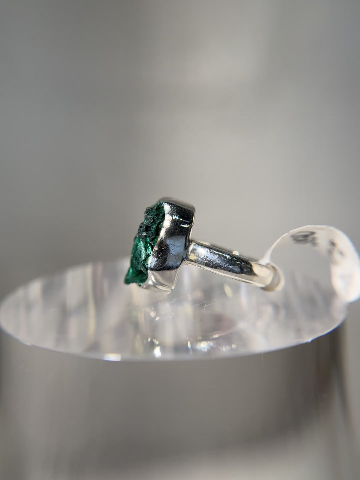 Malachite Druzy Sterling Silver Ring Size 5
